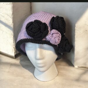 Lavender and Black Roses Hat