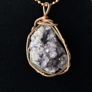 Purple Cube Fluorite Wrapped in Copper